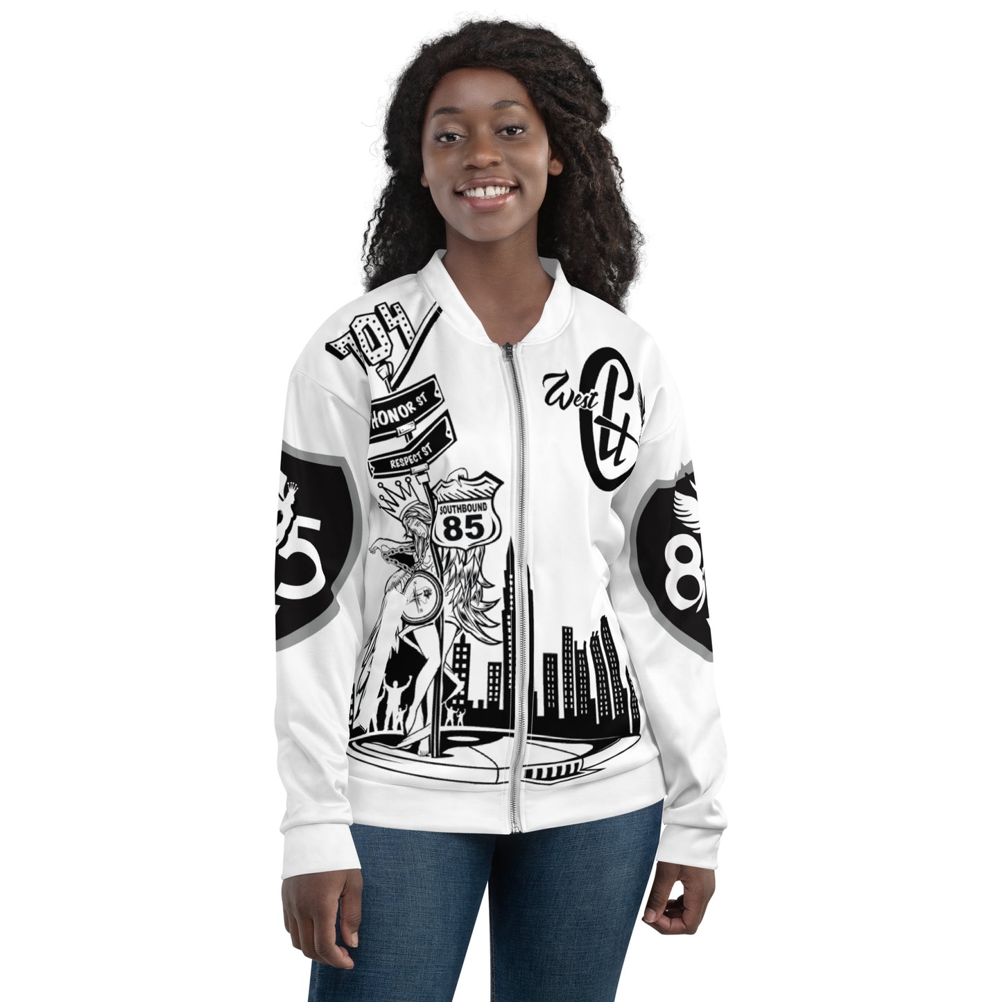 West White Unisex Bomber Jacket