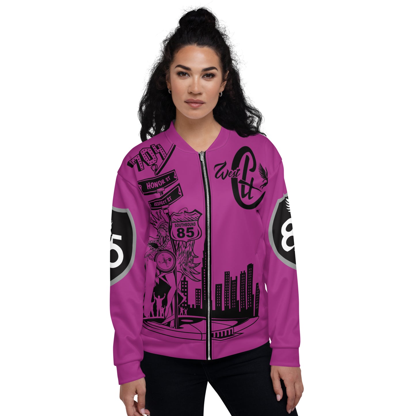 West Pink Unisex Bomber Jacket