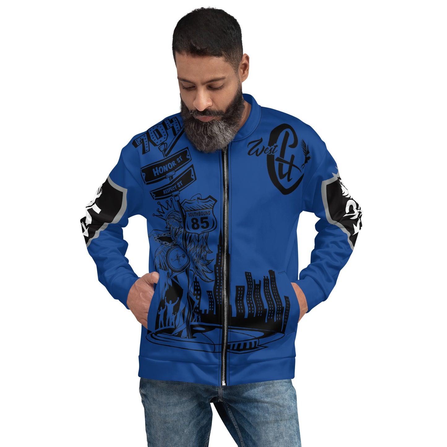 West Blue Unisex Bomber Jacket