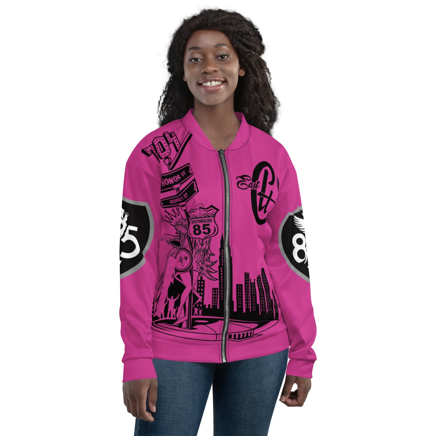 East Pink Unisex Bomber Jacket