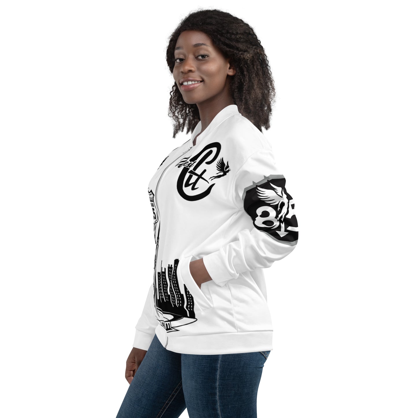 West White Unisex Bomber Jacket
