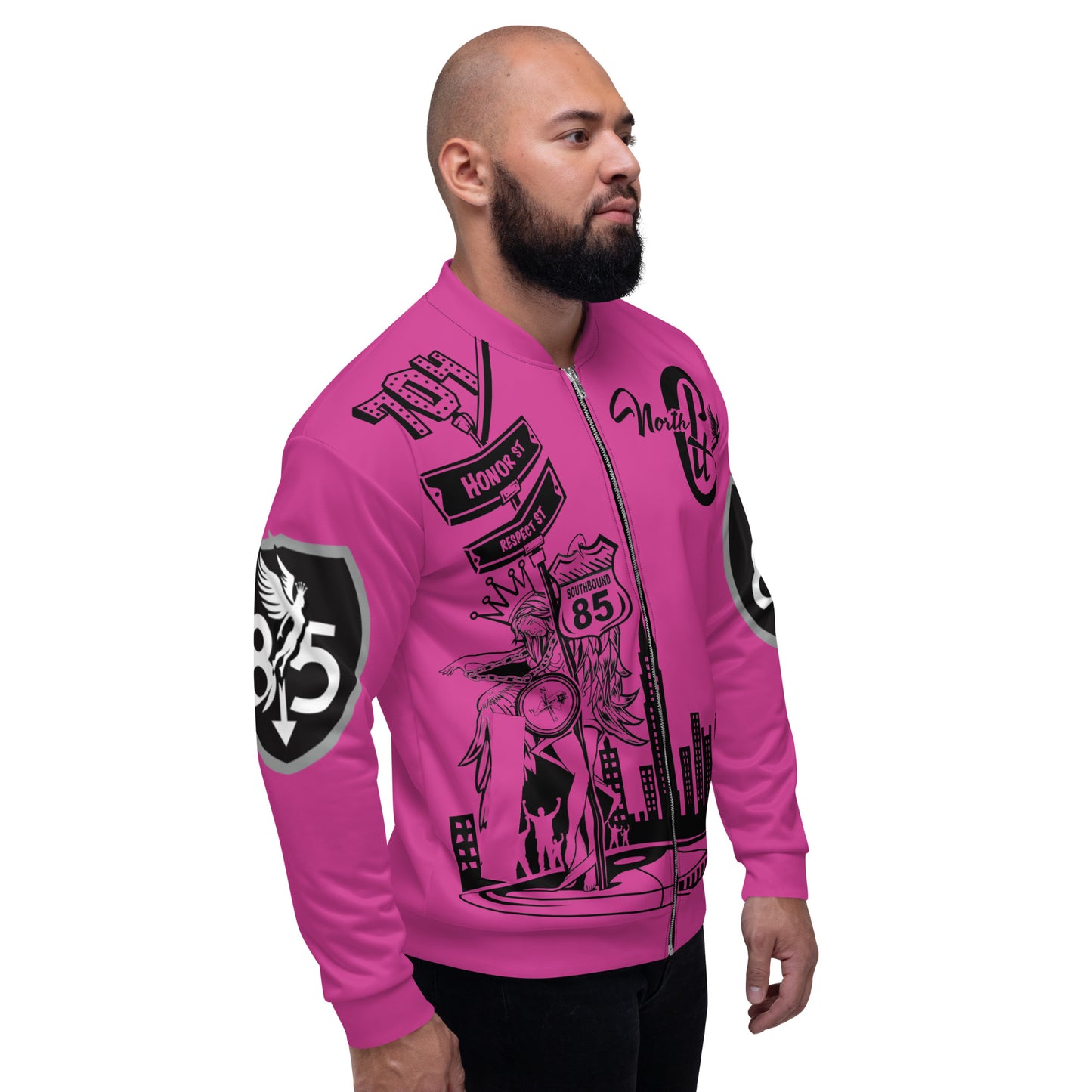 North Pink Unisex Bomber Jacket