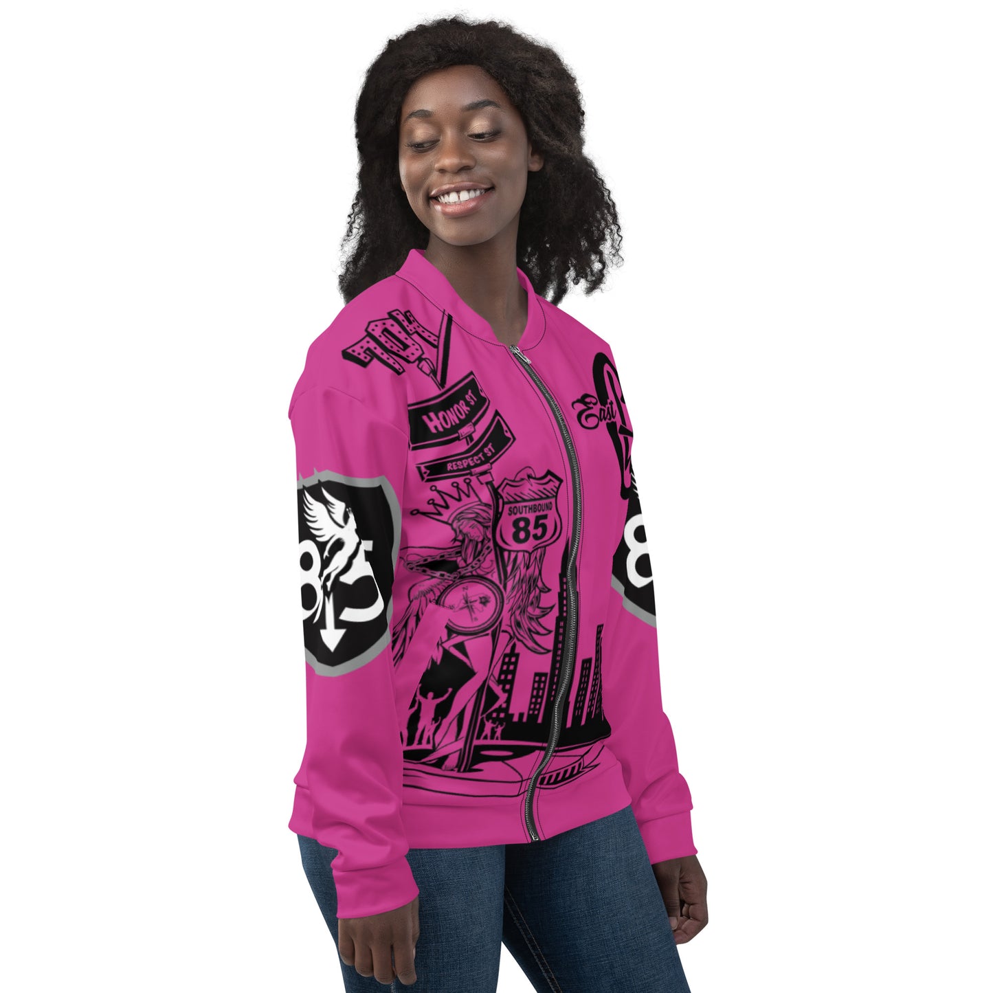 East Pink Unisex Bomber Jacket