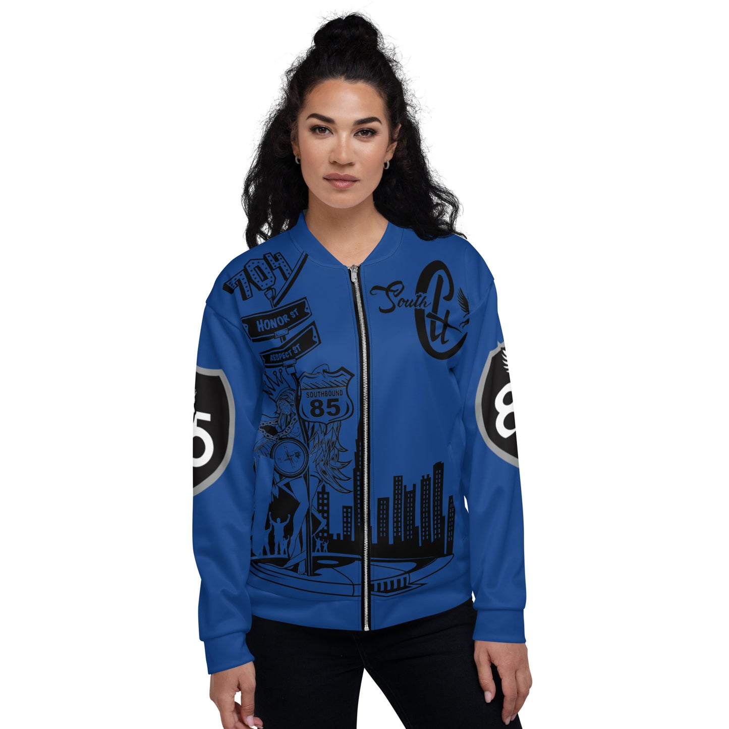 South Blue Unisex Bomber Jacket