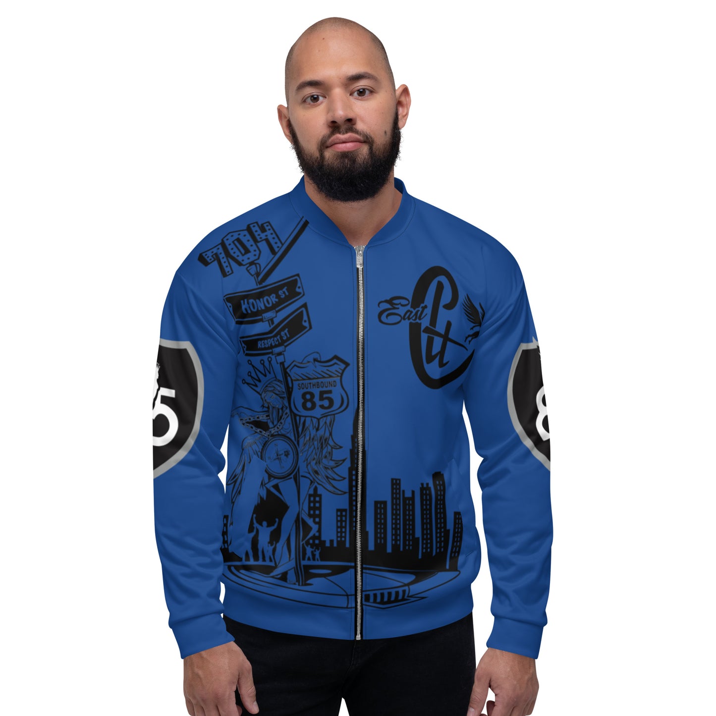 East Blue Unisex Bomber Jacket